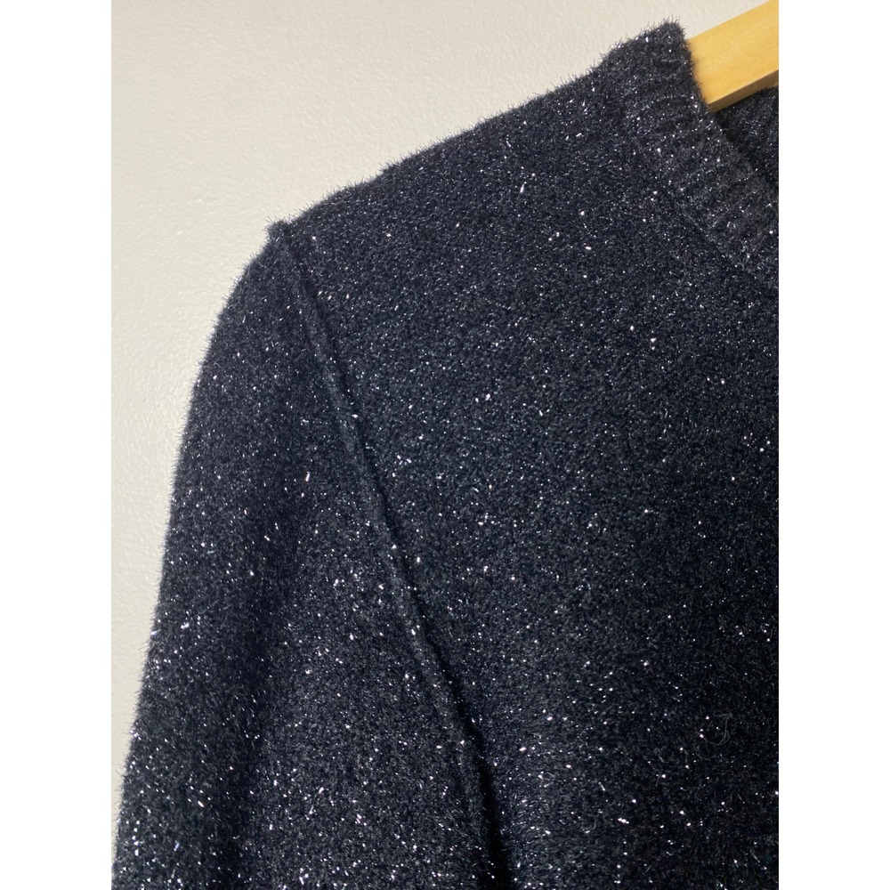 Sonia Rykiel Black Sparkle Knit Sweater Made in Italy Size 40 US 8 Textured Soft - Picture 3 of 6